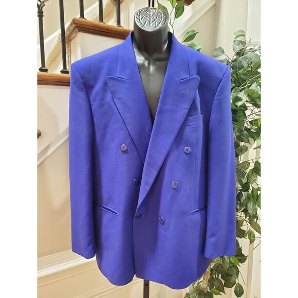 Jack Green Other - Jack Green Linea Classica Men's Blue Polyester Double Breasted Blazer Size 42R